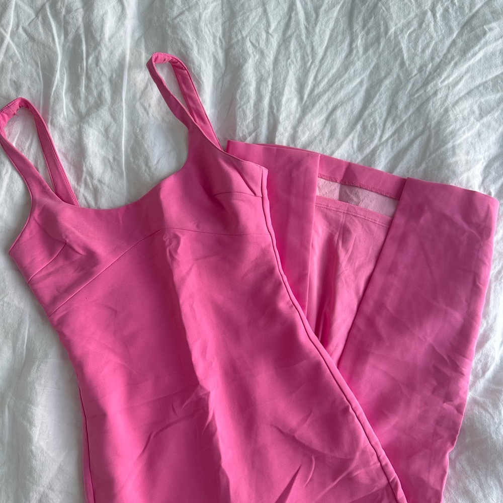 Bright pink long midi dress
